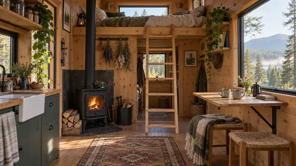 Tiny house with a wood stove